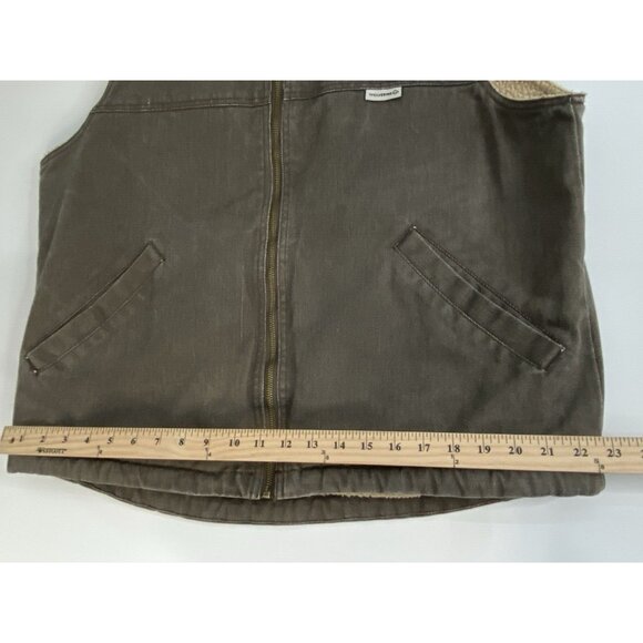 Wolverine Upland Sherpa Lined Gray Vest Twill Cotton Men’s Large Full Zip - Picture 13 of 16